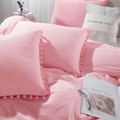 ETDIFFE Pink Boho Duvet Cover Set Queen Size 3 Piece - No Comforter