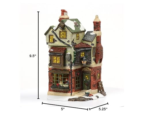 Dickens' Christmas Carol Cratchits Corner Lit Porcelain Village Building, 9.65"