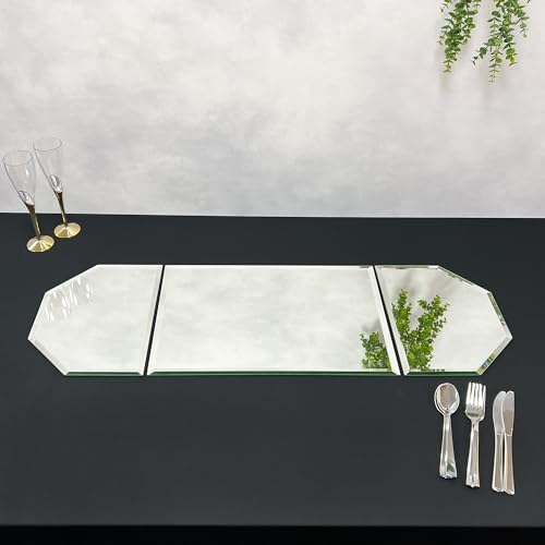 36 x 12 Inch Beveled Glass Mirror Runner for Table Centerpieces