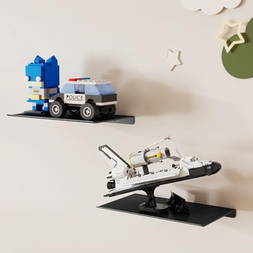 8-Inch Floating Wall Shelves, Matte Black Aluminum Display Ledge, 2-Pack