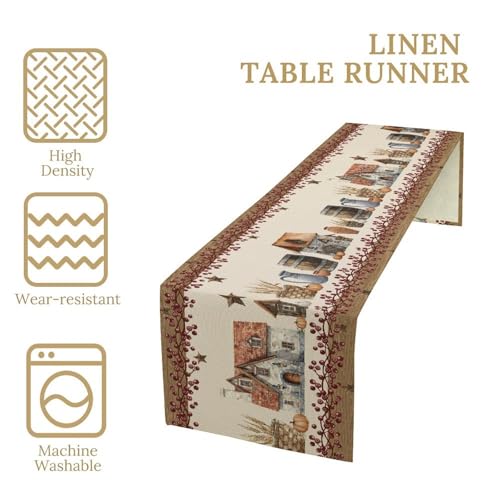 JanJCurt Farmhouse Cotton Table Runner 13x36 Inch Rustic Country Decor