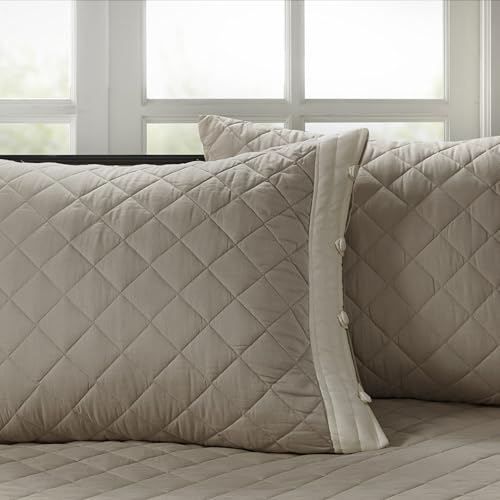 100% Cotton 6-Piece Daybed Cover Set - Diamond Quilted Khaki Bedding