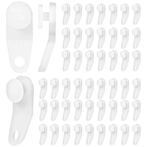 50 Pcs Plastic Curtain Track Hooks - White Roller Gliders for Rails