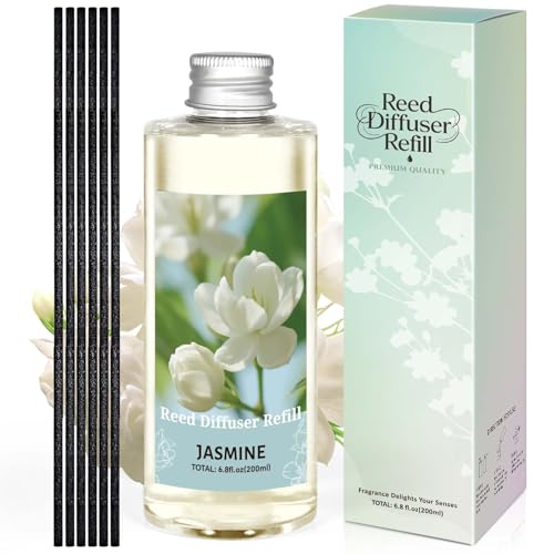 Jasmine Reed Diffuser Oil Refill 200ml with 6 Sticks for Home Fragrance