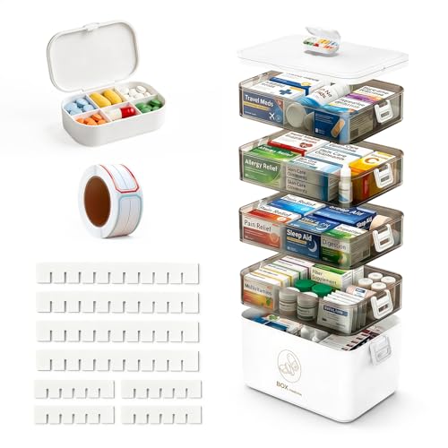 5-Tier Large Medicine Cabinet Organizer, Portable First Aid Storage Box