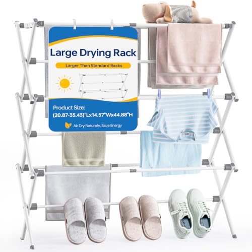 Foldable Clothes Drying Rack, Extendable Laundry Rack, Rust-Resistant