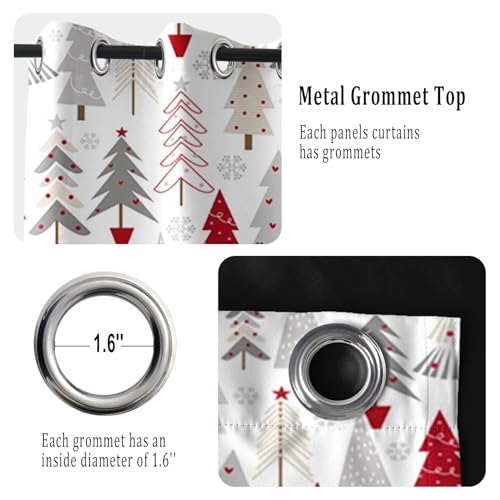Renaiss Red & White Blackout Curtains for Bedroom 53x84 Inch, Set of 2, Xmas Snowflake Winter Holiday Decor