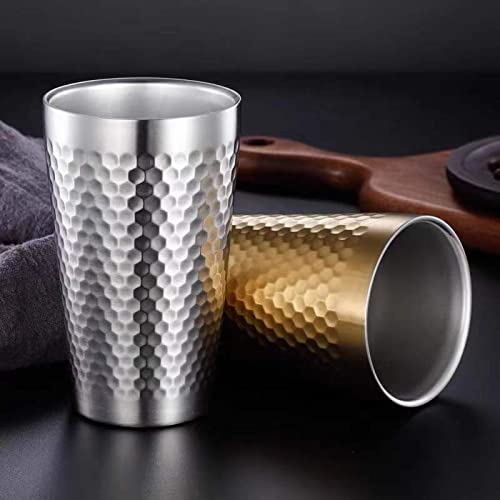 BEFOY Pint Cup - 16oz Double Layer Cup Wall Stainless Steel Unbreakable Hot & Cold Drinking Cups for Home & Outdoor (gold, 2 Count (Pack of 1))