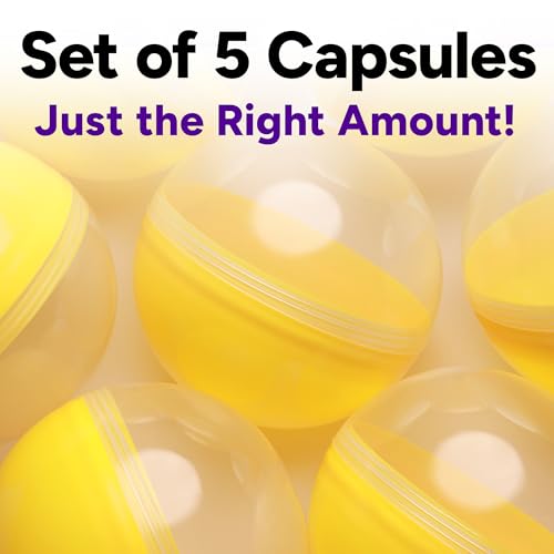 Yellow Plastic Claw Machine Capsules 6.3 Inch Jumbo Party Favor Containers - 5 pcs