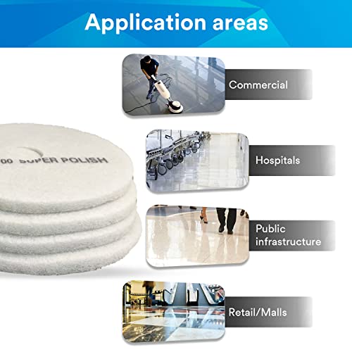 20-Inch White Floor Polishing Pads for Rotary Machines - 5 Pack