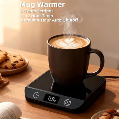 MADCKDEDRT Black 2-in-1 Coffee & Candle Warmer, Electric Desk Mug & Candle Heater