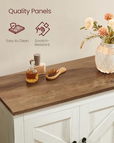 Rustic Farmhouse Storage Cabinet with Barn Doors and Adjustable Shelf