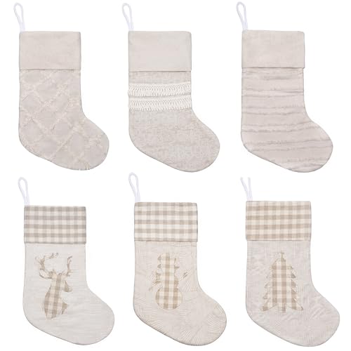 GEX Christmas Stockings Plaid Boho 6 Pack 20 Inch Holiday Decor