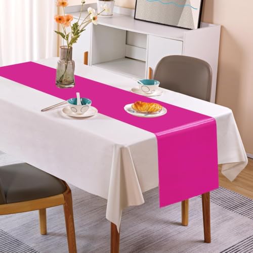 Fuchsia Satin Table Runner 12x108 Inch Pack of 15 for Weddings & Parties - Variation of Fuchsia / 12"x108" 15PCS