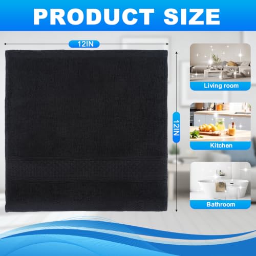 100% Cotton Washcloths, 12x12 Inch, 6-Pack, Soft Absorbent Face Towels