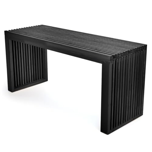 35-Inch Bamboo Entryway Shoe Rack Bench - Slatted Wooden Storage Bench