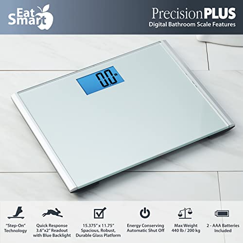 Digital Bathroom Scale with 440-lb Capacity & Step-On Technology