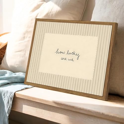 How Lucky Are We Wall Art Trendy Preppy Quote Canvas Print 12x16 Inch Wood Framed