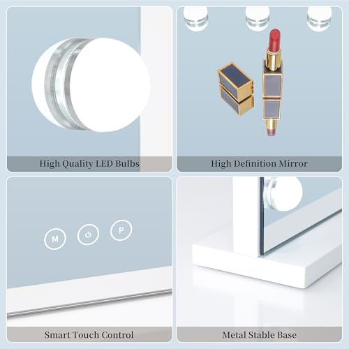 Vanity Mirror with Lights Lighted Makeup 15 Dimmable LED Bulbs,3