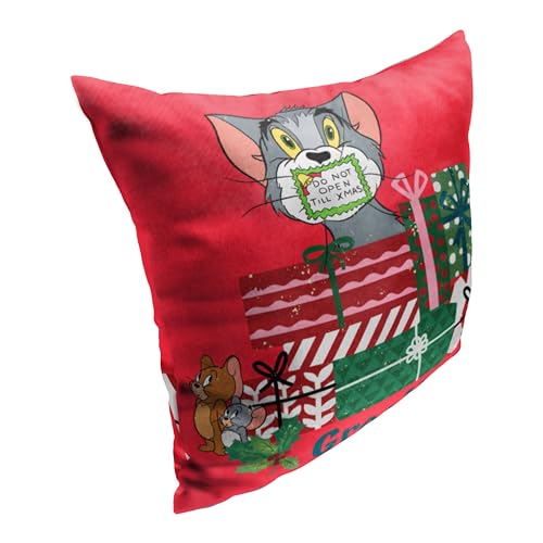 Northwest Tom & Jerry Silenced Till Christmas 18x18 Inch Pillow - Official Licensed Decor