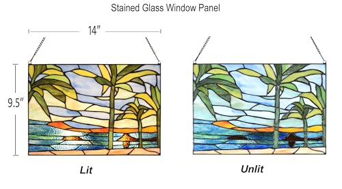 Tiffany Style Stained Glass Window Panel - 14"x9.5" Suncatcher