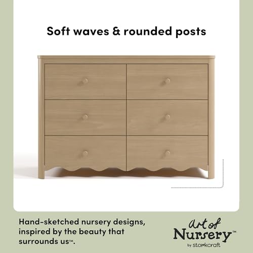 6-Drawer Wood Dresser for Nursery and Bedroom, Driftwood
