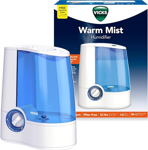 Warm Mist Humidifier 1-Gallon Tank with Auto Shut-Off and Night Light
