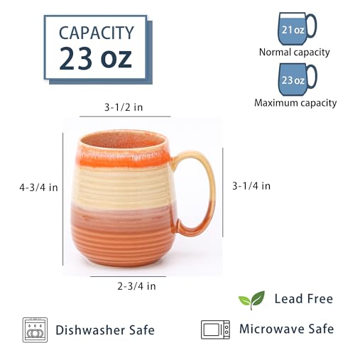 HYTYSKAR Extra Large 23 oz Ceramic Coffee Mug in Orange with Handle