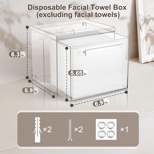 Clear Acrylic Disposable Facial Towel Holder Wall-Mounted Storage Box
