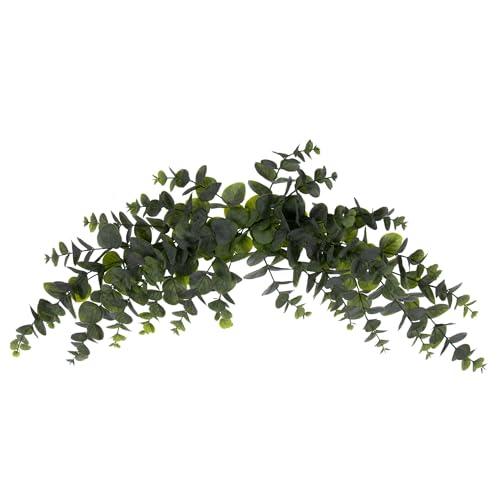32-Inch Artificial Eucalyptus Crescent Swag, Realistic Green Foliage