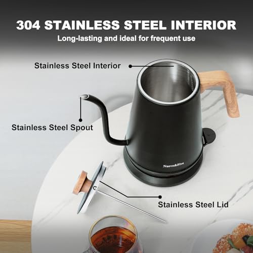 Electric Gooseneck Kettle with Thermometer, 1.0L Pour Over Coffee Kettle