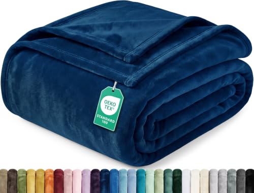 Utopia Bedding King Size Navy Fleece Blanket 90x102 Inches - Soft & Cozy Bed Cover