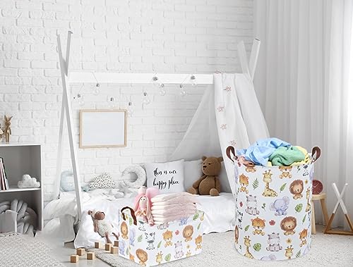 Kids Laundry Hamper and Cute Animal Toy Storage Basket