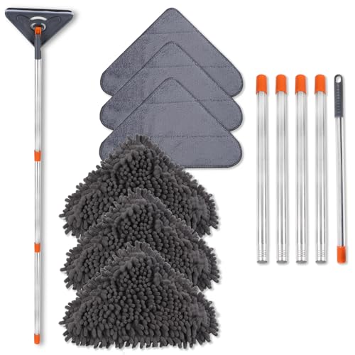 Wall & Ceiling Cleaning Mop with 79" Long Handle, Squeegee & 6 Pads