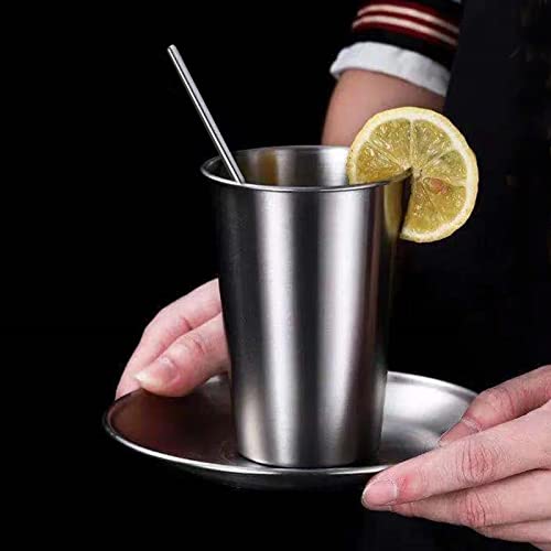 8 Pack 24oz Stainless Steel Pint Cups - Unbreakable Stackable Metal Glasses