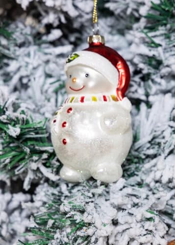 2 Count Glass Snowman Christmas Ornaments – Hand Painted Holiday Decor