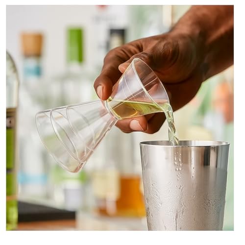 Franmara Clear Plastic Double Jigger Shot Glass - 1/2 oz to 3 oz Variants