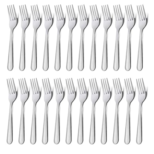 24-Piece Stainless Steel Dinner Forks Set, 7.1-Inch Mirror Polished Flatware