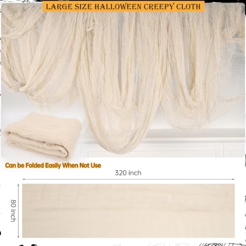 320 x 80 Inch Halloween Creepy Cloth - Spooky Gauze Fabric Decor, Beige