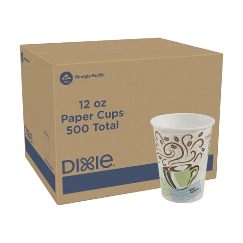 Insulated 12 oz Paper Coffee Cups, Coffee Haze Design (500 Count)