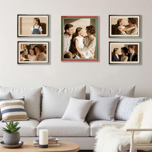 ACHAVINM 5x7 Enamel Photo Frame Set - Festive Red & Green Wall & Tabletop Decor