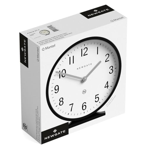 Modern Classic Round Mantel Clock, Silent Desk & Shelf Clock, Black