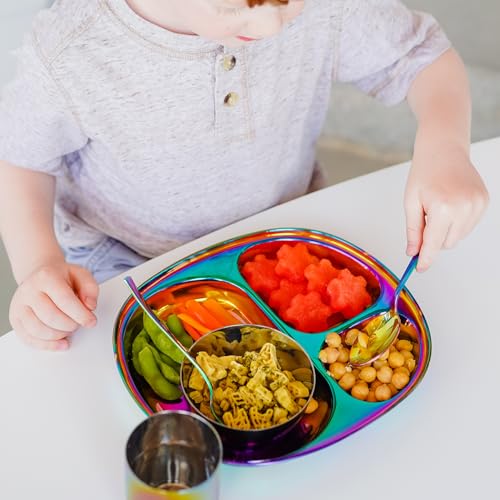 Stainless Steel Kids Utensil Set Rainbow Fork and Spoon