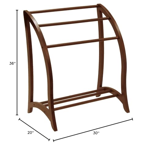Solid Beechwood Blanket Rack with Walnut Finish for Quilts and Throws