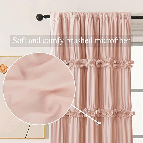 Thermal Insulated Blackout Curtains with Butterfly Flowers, 42"x63" (Pair)
