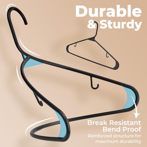 Black Plastic Clothes Hangers 60 Pack, Slim Space-Saving Hangers
