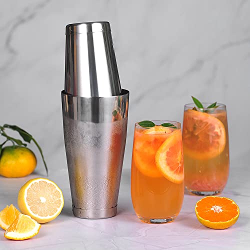 Etens Silver Stainless Steel Cocktail Shaker Set Boston Style 2-Piece Bar Tool