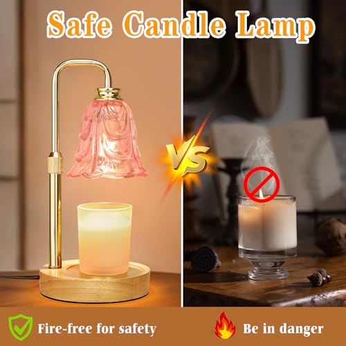 Pink Tulip Candle Warmer Lamp with Timer & Dimmable Light