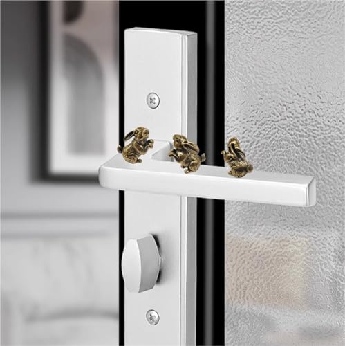 Brass Rabbit Decorative Hinge Toppers - Set of 3 Magnetic Door Accents