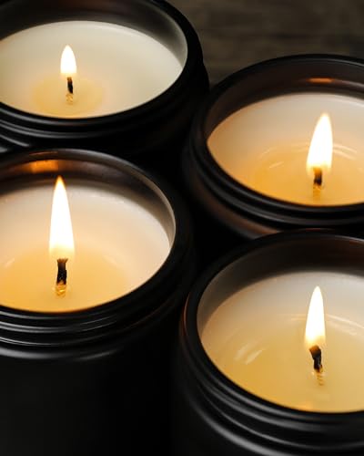 Luxury Scented Soy Wax Candles Set - 4 Pack Long Lasting Aromatherapy